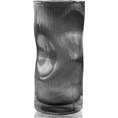 Sort Grå Glas Vase til Blomster, Stor Høj Ribbet Blomster Vase til Gave Stue Moderne Personlig Hjemmeindretning