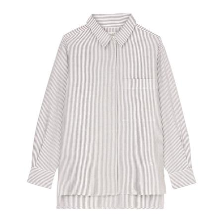 Marc O'Polo Finely striped Oxford long Bluse Grå, Dame