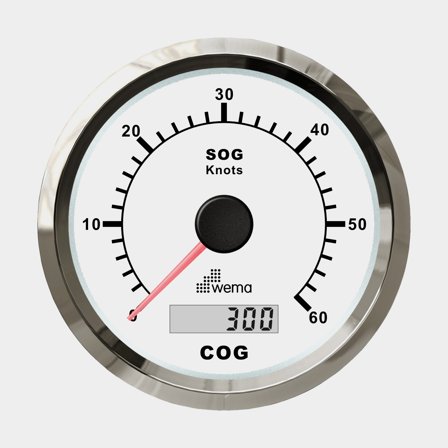 GPS-logg 0-60 knop vit Silverline 85 mm, kompl. m antenn