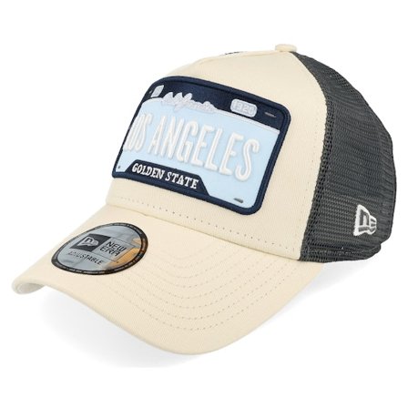 New Era - Beige trucker Cap - Los Angeles Off White/Black A-Frame Trucker @ Hatstore