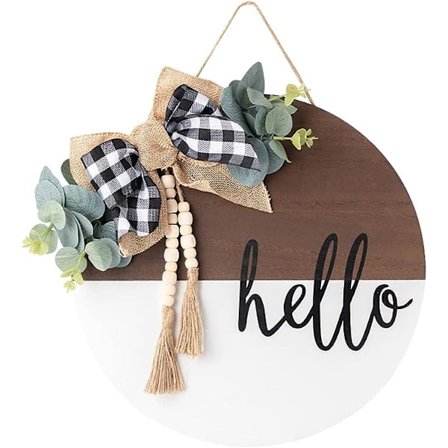 Hjärtformad snickare välkommen skylt heminredning ytterdörr rund träskylt