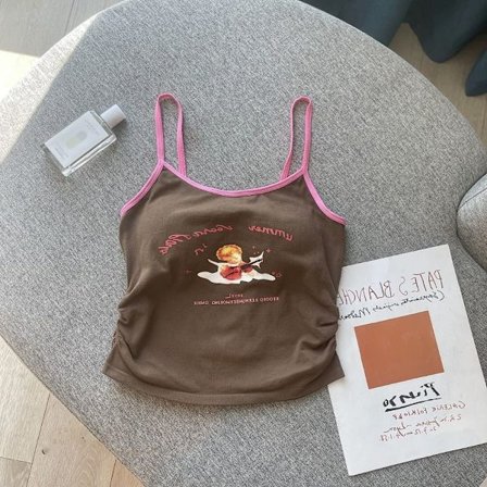 Tegneserie Søt Tank Top Trykk Y2k Tank Top KAFFE