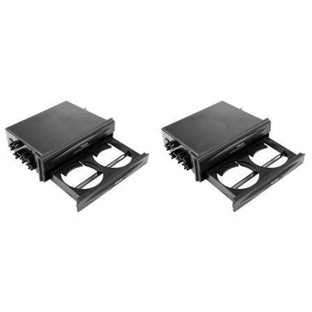 2x Bil Auto Enkelt Din Radiolomme, Universal Cd Radiolomme Drikkkoppholder Oppbevaringsboks Svart