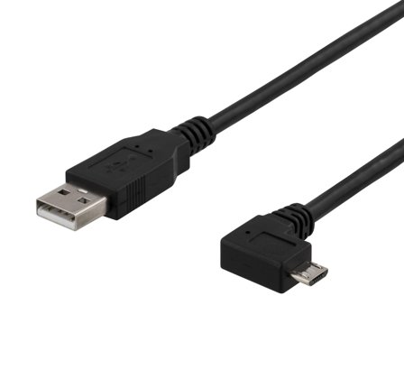 Deltaco USB-302D - USB-kabel - USB (hann) til Micro-USB type B (hann) vinklet - USB 2.0 - 2 m - grå