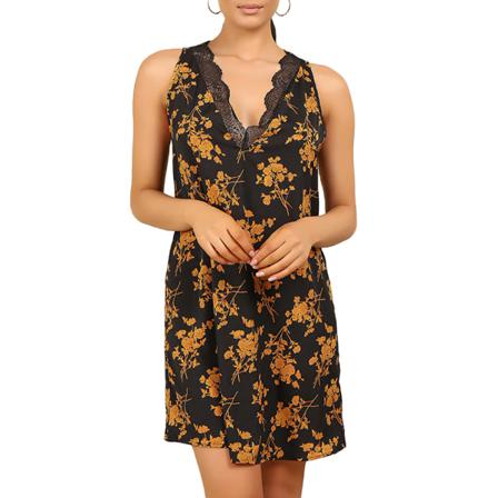 Vintage V-ringad Kort Västklänning Kvinnor Sommar Ärmlös Blommig