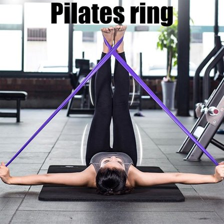 Pilates Ring, Motstandsbånd, Pilatesball, Yogaring Sett, Hjemmegymtilbehør, Ideell for Fitness- og Fleksibilitetsøvelser - Lilla
