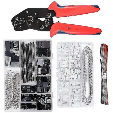 Dupont Crimpværktøj Awg26-18, Dupont Ratchet Crimpning Med 1550stk Dupont Han / Hun Pin-stik 0,1-1,0mm Og 460stk Jst-stik Til 2,54mm