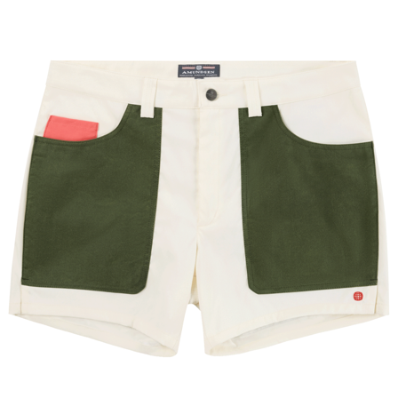 Amundsen 5Incher Field Shorts Mens Offwhite/Green