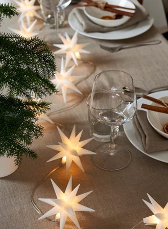 Lyslenke Desember batteri 8 stjerner - hvit | lyslenke