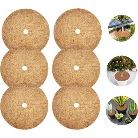 Et sæt med 6 dækplader, jutefilt med en diameter på 30 cm