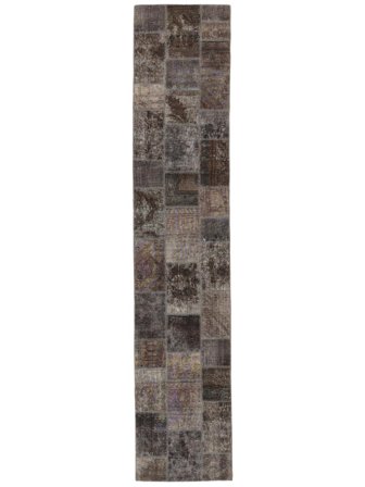 Alfombra Persa Patchwork 83X413 De Pasillo Negro/Marrón (Lana, Persia/Irán)