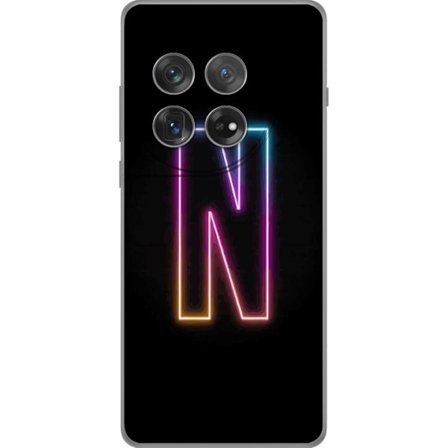 Kompatibel Mobilcover til OnePlus OnePlus 12 Minimalistisk neonbogstav N i farveskiftende lys mod sort baggrund