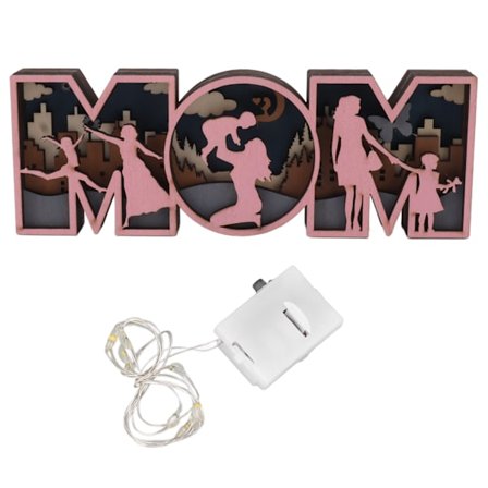 Puiset koriste-esineet Ihana ÄITI-muoto Innovatiivinen puinen juhlava sisustus valoilla kotiin ja toimistoon S