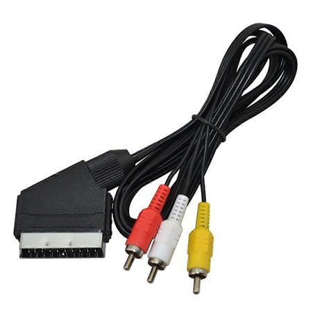 Høj kvalitet 1.8m/6 fod RGB Scart til 3 RCA Audio Video Kabel til NES til FC (FMY)