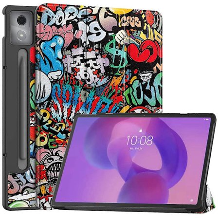 Fodral för Lenovo Idea Tab Pro, mönstrat tryck, läderställ, surfplatta - Graffiti