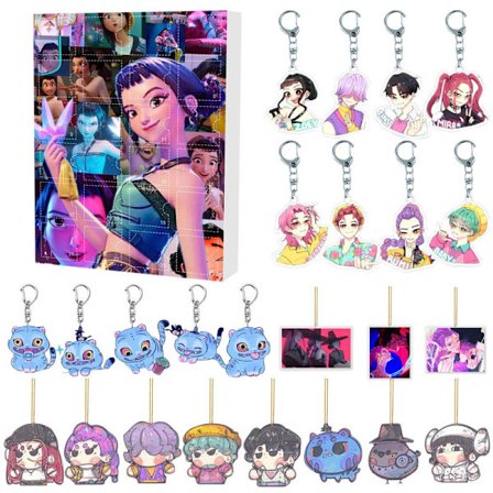 K-pop Demon Hunters Akryl adventskalender Sett - 24 dager overraskelse gaveeske for fans og barn