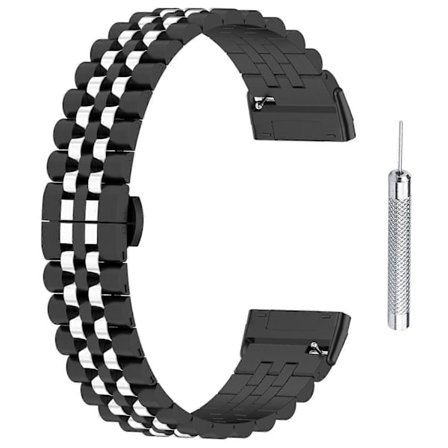 Fitbit Versa 3/Versa 4 ruostumattomasta teräksestä valmistetut kellon rannekkeet, 5 helmen kellon rannekkeen vaihto työkalulla