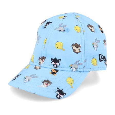 New Era - Blå unconstructed Caps - Kids Infant Looney Tunes All Over Print 9FORTY Looney Tunes Sky Adjustable @ Hatstore