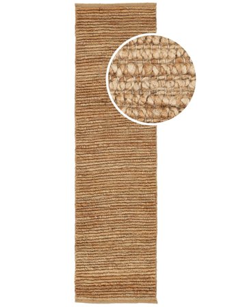 Indoor/Outdoor Rug Jute Ribbed Beige Runner Small