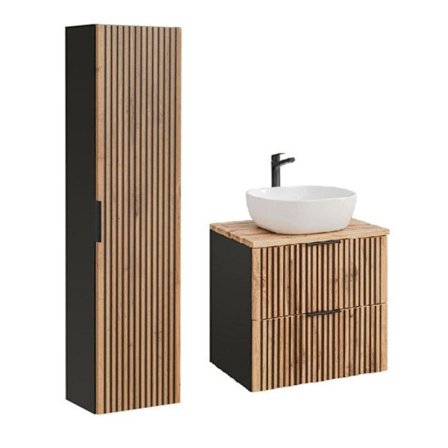 Yhdistelmä 60 cm pystytason pesuallas + Sylve Black Wotan -kaappi