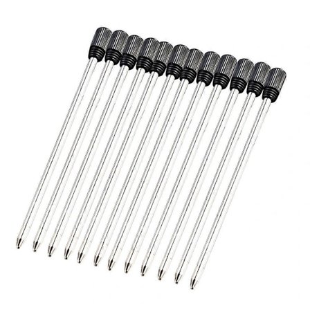 12 stk Kulepennrefiller for Cross Penner Fin Spiss Pennrefill 7CM - Svart Blekk
