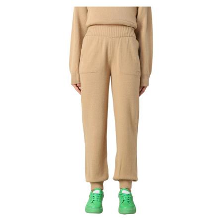 Msgm, Logo Embroidered Track Pants Beige, Dames, Maat:S