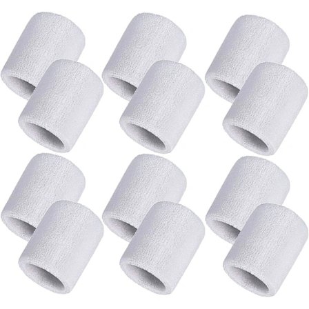 12-pak bomulds sportsarmbånd til tennis, basketball, løb, fitness og træning