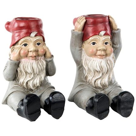 Tomte Ljusstake Grå/Röd