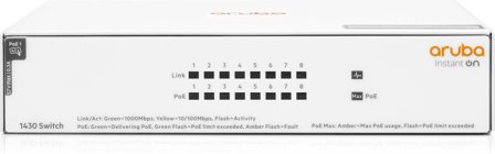 Hewlett Packard Enterprise HPE Aruba Instant On 1430 8G Class4 PoE 64W Switch - switch - 8 porter - ikke-styrt - rackmonterbar