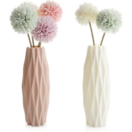 2 stk. Kreativ plastblomster vase, dekorativ skrivebordsornament plastvase til køkken stue soveværelse kontor (pink & hvid)