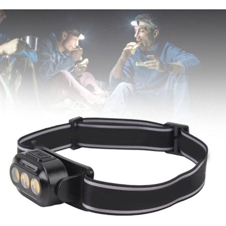 COB LED Pannlampa med Hög Ljusstyrka, Multifunktionell Bärbar Uppladdningsbar Pannlampa med Indikatorer för Camping, Fiske, DUBUNS