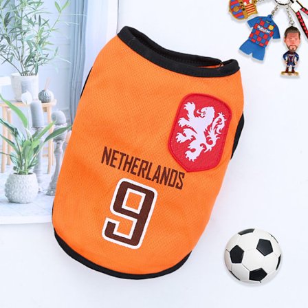 Hundeklær Golden Retriever Sommer Mesh Vest VM Ball Uniform Basketballklær oransje nr. 9 Nederland