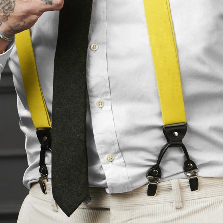 Tirantes de clip anchos en amarillo para hombres - Tirantes con clip