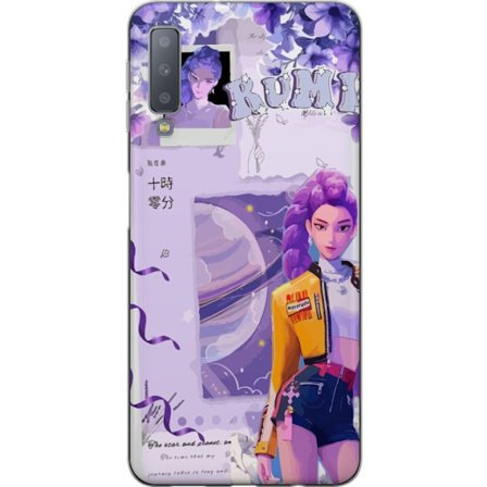 Kompatibel Mobilcover til Samsung Samsung Galaxy A7 (2018) Kpop Demon Hunters Rumi Lilla Planet Kosmisk Idol Stil Fantasy