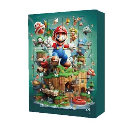 Julekalender med nedtelling til jul 2024, 24 deler, Mario Jul, 24 dagers nedtellingskalender, Blind Box, Julegave til barn og voksne B