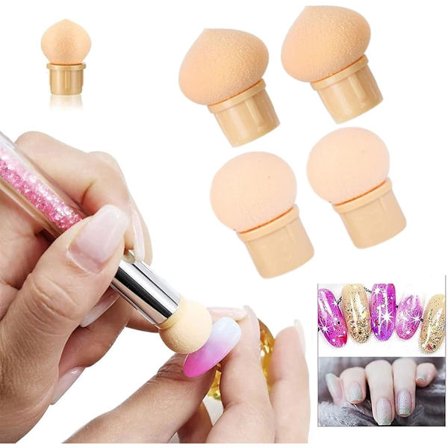 Neglekunst Svampepensel Dobbelt Hoved Svampepensel Neglelak Gradient Rendering Værktøj Inkluderer 4 Udskiftelige Pensselhoveder Neglekunst Pensel 