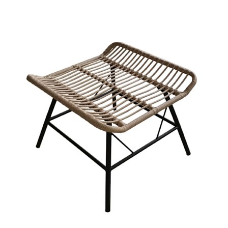Butterfly skammel, sort metalstel, naturlig rattan, 58x59x47,5 cm