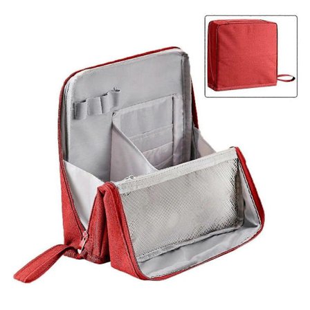 Bærbar Stående Makeup Taske Vandtæt Kosmetik Toiletartikler Tasker med Håndtag til Kvinder