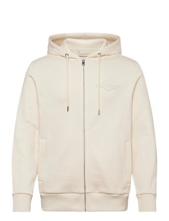 GANT Reg Tonal Shield Full Zip Hoodie - Cream - L