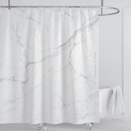 Marmor Vattentätt Duschdraperi med Krokar, Tryckt Tvättbart Duschdraperi, Heminredning, B180xH220cm