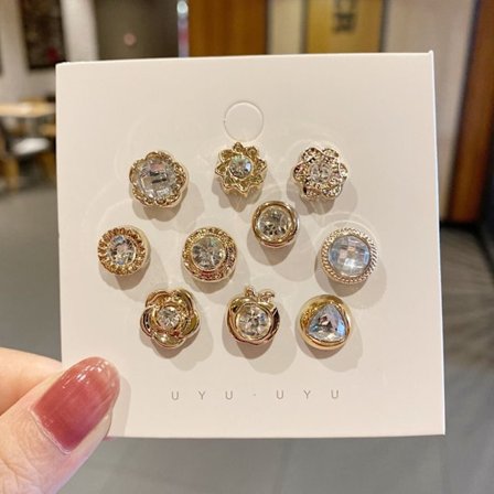 Knapp Brosch Pearl Rhinestone Button 04 04