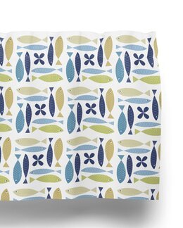 Kappmetervara med multiband Fina Fisken Turkos - Kök - Arvidssons Textil