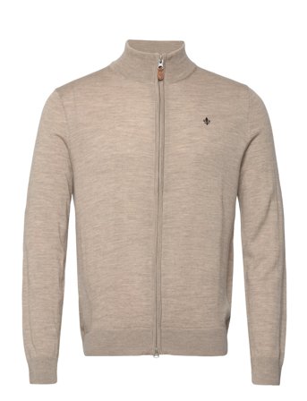 Morris Merino Zip Cardigan - Beige - L