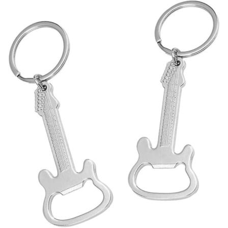 2 Gitarformede ølflaskeåpnere nøkkelring flaskeåpnere