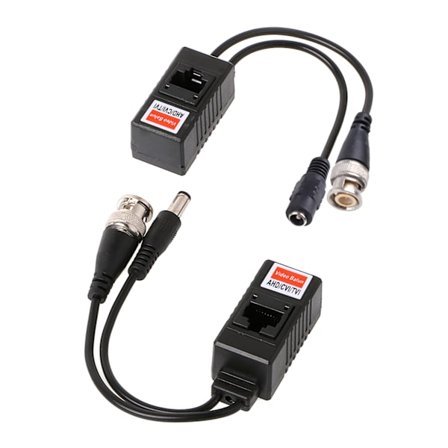 1 par BNC til RJ45 passiv video strøm + lyd Balun-transceiver for CCTV-kamera