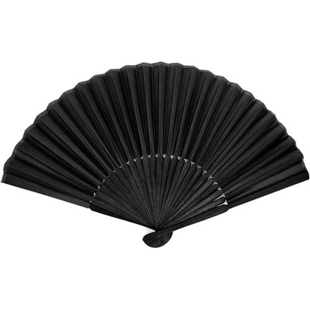 Svart sammenleggbar håndvifte i klassisk stil, silkestoff, bambusribber, håndholdt kinesisk/spansk sammenleggbar vifte for bryllup, forestilling, dans
