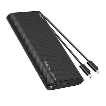 VEGER Powerbank 25000 mAh med Lightning/Typ-C Kablar 130W TCE130