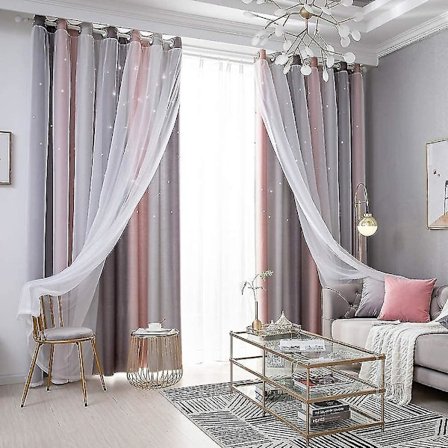 Tähtiverhot, tähtien pimentävät verhot lasten tyttöjen makuuhuoneeseen, olohuoneeseen värikkäät kaksinkertaiset tähti-ikkunat, 1 paneeli