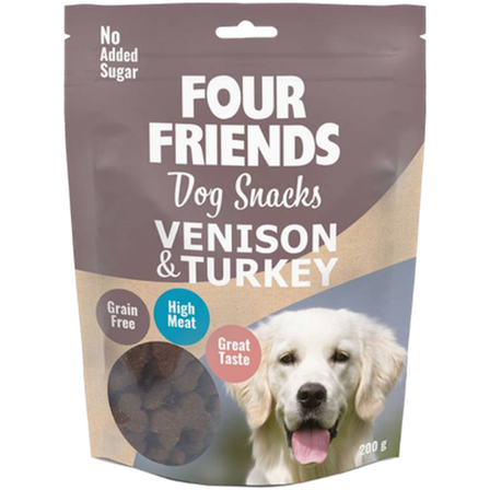 FourFriends - Hundesnacks hjort & kalkun 200 g - Hund - Hundegodbiter & tyggebein - Belønningsgodbiter for hund - ZOO.no