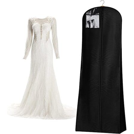 Pustende brudekjoledeksel Støvtett klesdeksel Oppbevaringspose for dansedrakter Frakker Aftenkjole 180cm(Svart)